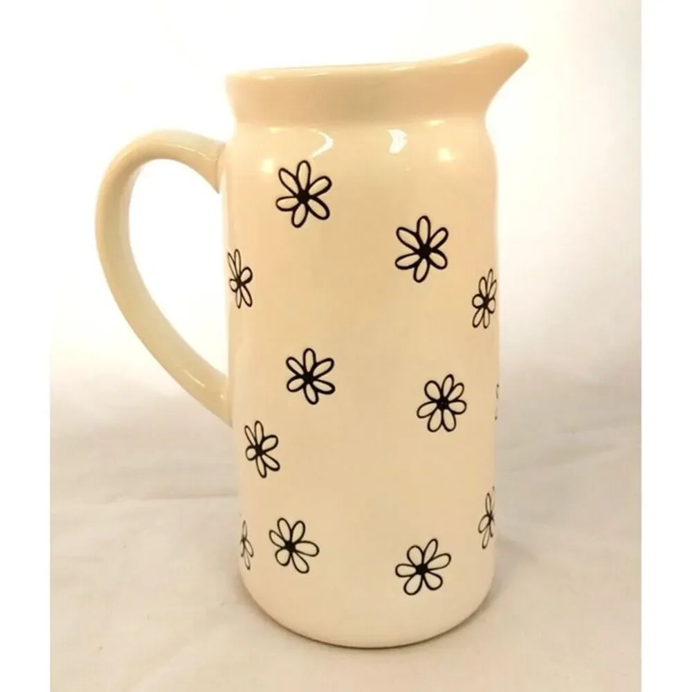 Rae Dunn Pitcher SPRINGHAS SPRUNG Flowers Artisan Collection New 8.5